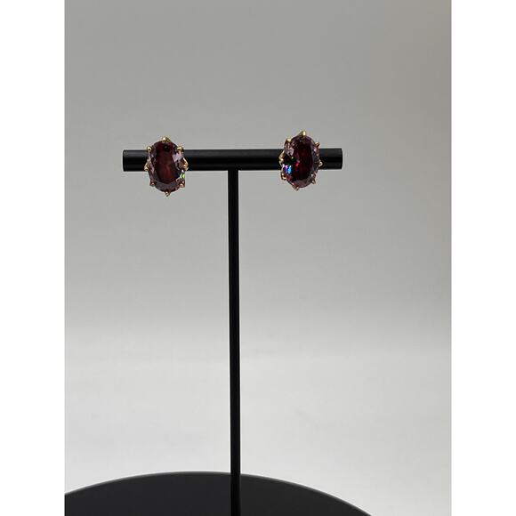 Kate Spade Berry Red Purple Cubic Zirconia Oval Post Earrings - Picture 4 of 12